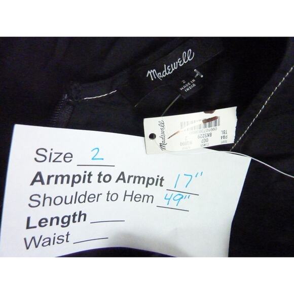 NWT Madewell Puff-Sleeve Drop-Waist Midi Dress Black Dress Size 2 - Picture 6 of 6